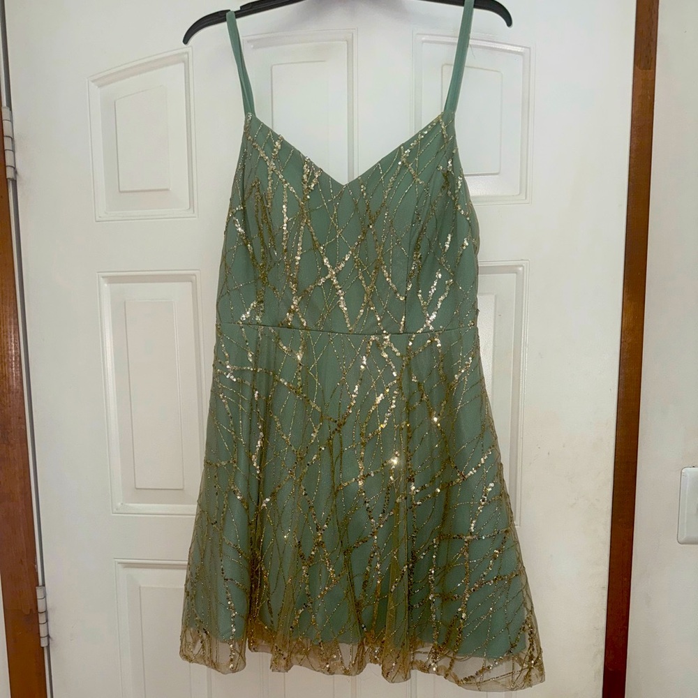 Green and Gold Sequin Dress